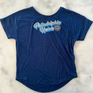 Philadelphia Union Top. Girls. Blue and gold. Youth Small.